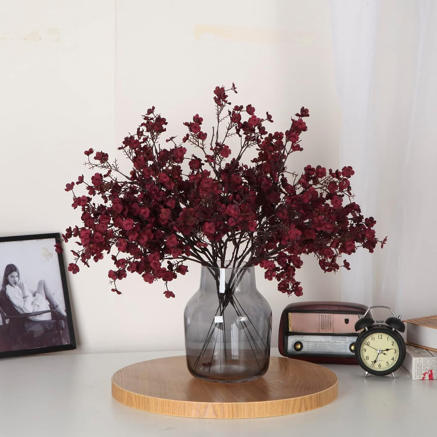 Babys Breath Artificial Flowers Bulk Real Touch Flowers Fake silk Flowers Bulk for Home Kitchen Fall Indoor Bouquet Floral Arrangement Table Centerpieces Festival Party Decor (Autumn Red)