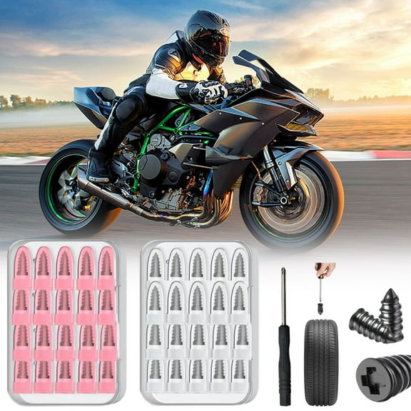 Tire Repair Rubber Nails Kit, 80/60/40 PCS with 2 Sizes Tire Repair Kit, Tire Plugs Kit, Fast Self-Service Tire Repair Tools, Screw in Tire Plugs with Box and Screwdriver 40PC