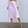 thumbnail image 2 of MIXUE Skirts For Women Summer Solid Color High Waist A Line Elegant Casual Midi Skirt Outwear,Purple,L, 2 of 5