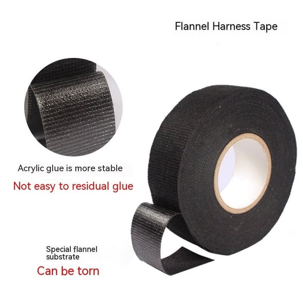 Cinta de fricción negra, cinta eléctrica para mazos de cables, cinta resistente a altas temperaturas para cables de motores automotrices-25 mm * 15 m