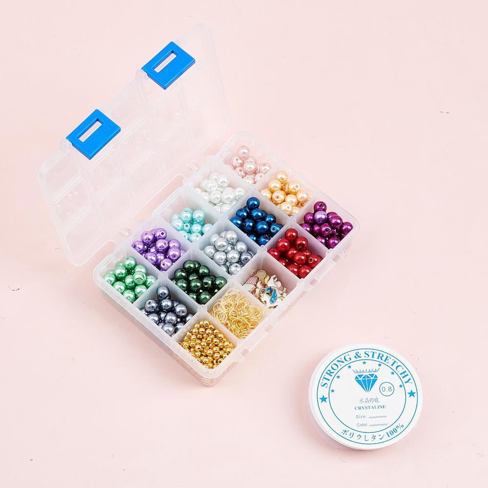 DIY Unicorn Bracelet Making Kits 360pcs 12 Colors Glass Pearl Beads & Unicorn Cake Cloud Charms Pendants & 400pcs Spacer Beads & 100pcs Jump Rings