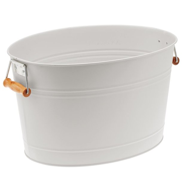 mDesign Metal Beverage Tub & Ice Holder 18 Liter, Light Gray/Natural