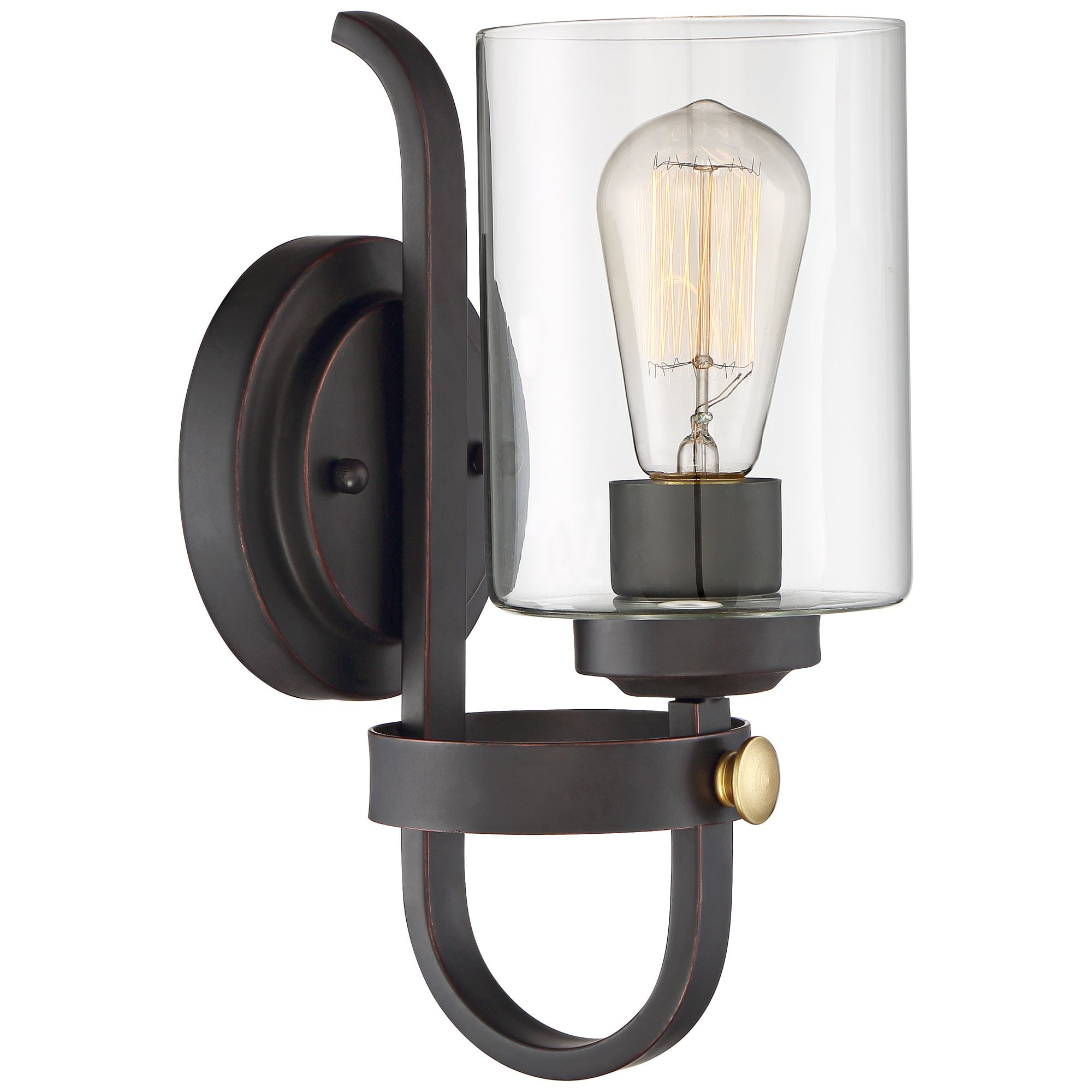 Franklin Iron Works Eagleton Farmhouse Rustic Wall Light Sconces Set of 2 Oil Rubbed Bronze Hardwire 5 1/2" LED Fixture for Vanity