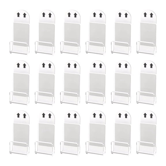 18 Pack No-Screw Self-Adhesive Clear Acrylic Vinyl Record Wall Mount Display Holder, 0.8 Inch Wide Slot for Album Covers, Posters and Home Wall Decoration
