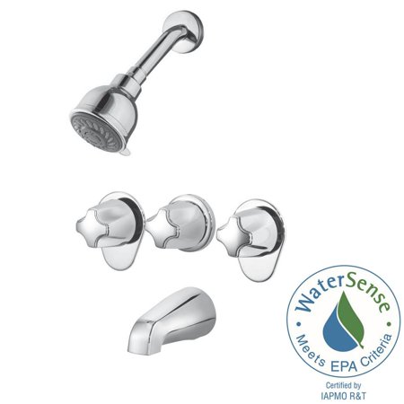Pfister 3 Handle Tub Shower Faucet Polished Chrome Valve
