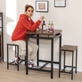 thumbnail image 2 of Gymax Counter Height Table w/ 2 Stools Floating Tabletop & Footrest Rustic Brown, 2 of 10