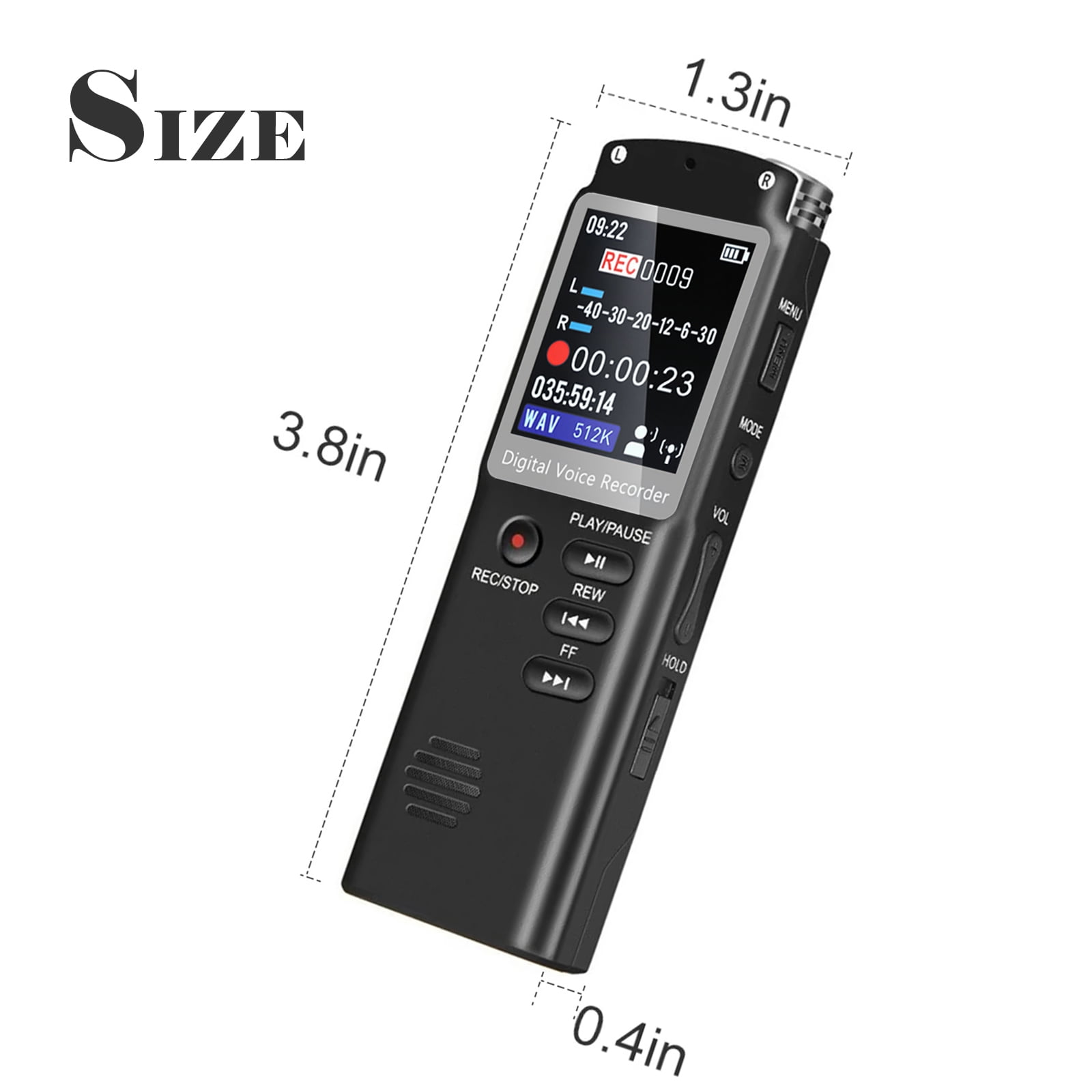 RONY 32GB Digital Voice Recorder Rechargeable Voice Activated Recording Device with A-B Repeat Playback Noise Reduction for Meeting Music Lecture Interview