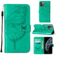 thumbnail image 2 of Dteck iPhone 11 Pro Max Case, Butterfly Patterned Wallet Case, Magnetic Hand Strap Credit Card Holder Slots Synthetic Leather Kickstand Protective Cover For iPhone 11 Pro Max, Green, 2 of 10