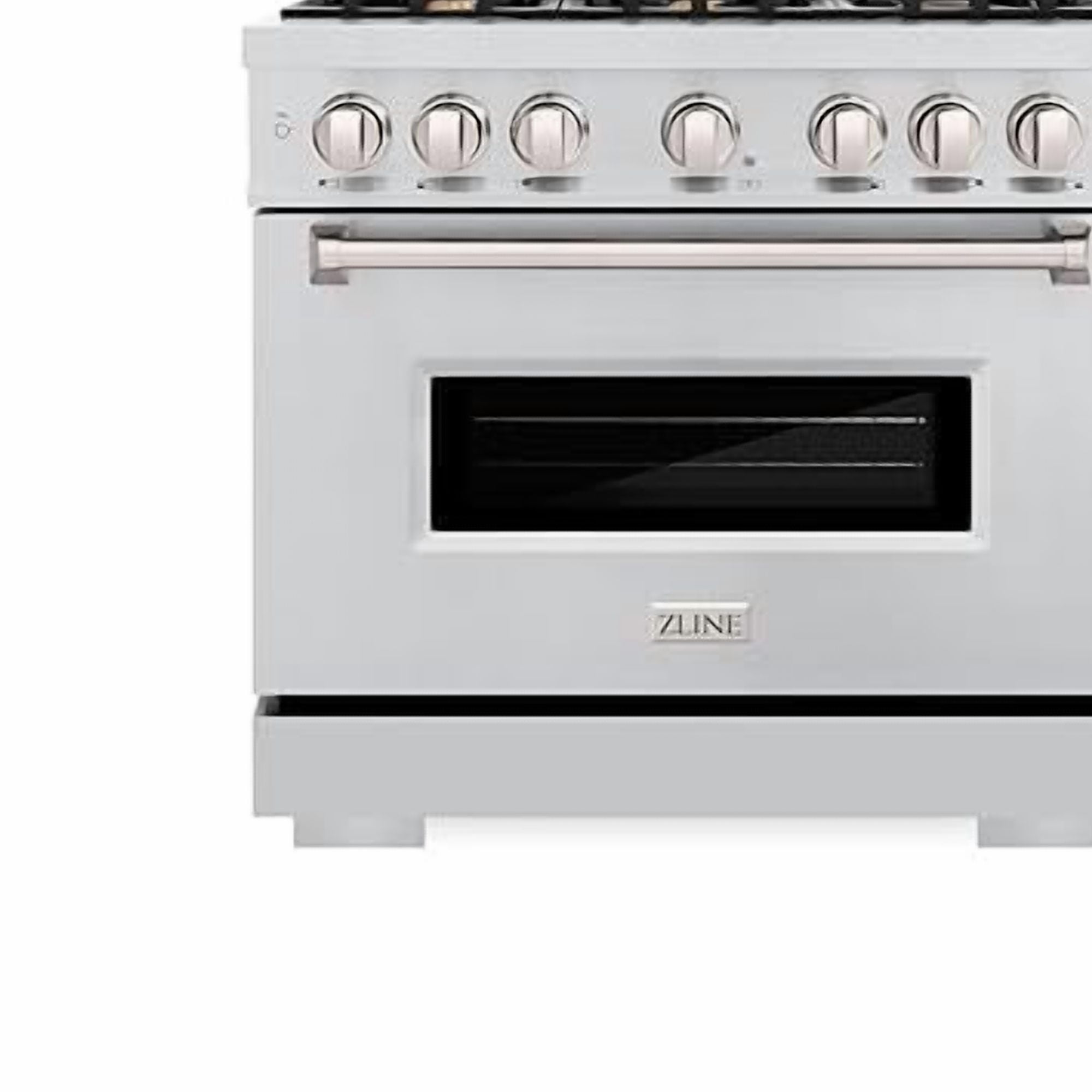 ZLINE 36 in. 5.2 cu. ft. Classic Dual Fuel Range with Gas Cooktop and Electric Convection Oven in Stainless Steel with 6 Brass Burners (CDR-BR-36)