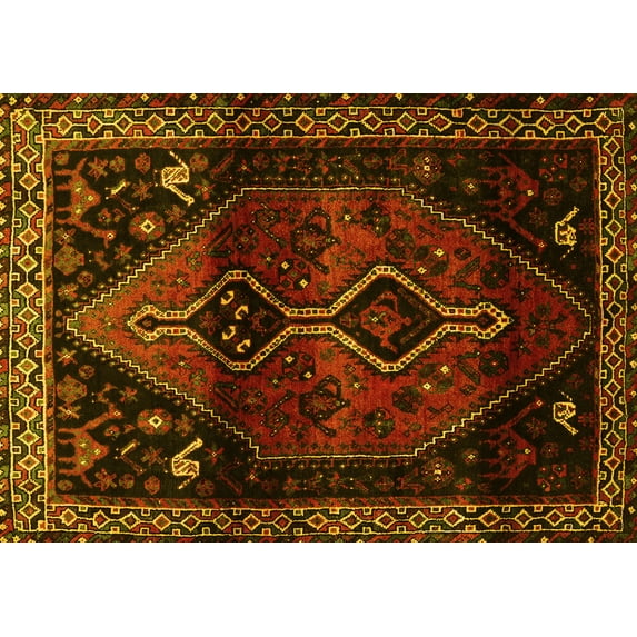 Ahgly Company Indoor Rectangle Persian Yellow Traditional Area Rugs, 5' x 8'