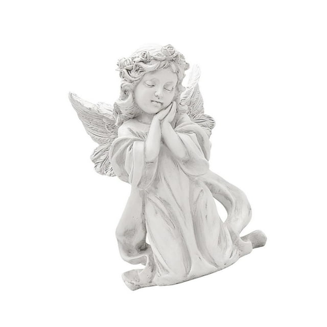 Maytalsory Resin White Angel Statue Elegant Desktop Decor Collection Window Props for Christmas prayer hold cheek 1Set