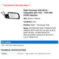 thumbnail image 2 of Right Passenger Side Mirror - Compatible with 1992 - 1999 GMC K2500 Suburban 1993 1994 1995 1996 1997 1998, 2 of 2