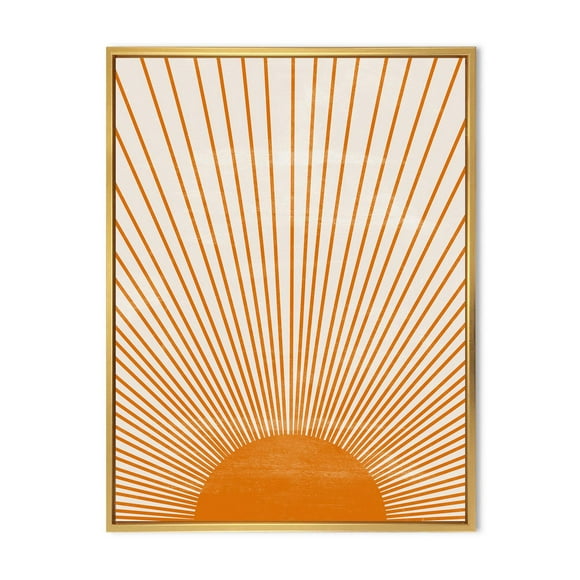 Designart Orange Sun Print III FLOAT FRAME WALL ART