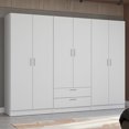 thumbnail image 2 of Madesa Garde-Robe Moderne 6 Portes 2 Tiroirs Organisateur de Garde-Robe pour Adultes avec Étagères et Espace de Suspension – Blanc, 2 of 11