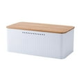 thumbnail image 2 of Latrodar Kitchen Wooden Lid Baking Breads Storage Box Food Tightness Dusts Storage Boxes Excellent Quality Ceramic Material White Decorative 8x6.4 Inch, 2 of 5