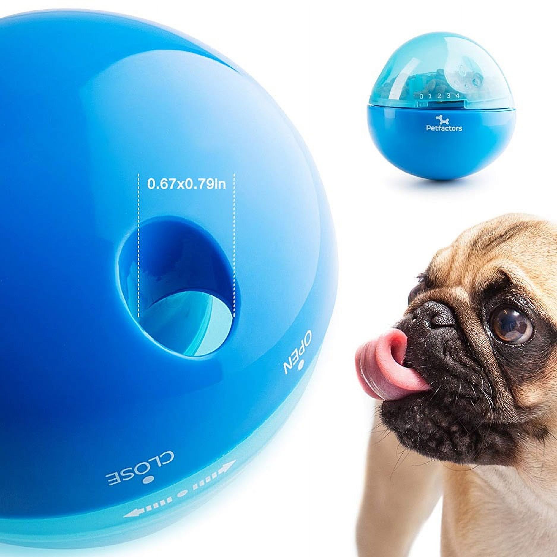 Petfactors Puzzle Treat Ball for Pets, Tumbler Interactive Food Dispensing Ball, Toys for Dogs Cats, Increases IQ and Mental Stimulation (Blue)