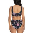 thumbnail image 3 of Wukai Roses Flowers Women's Bikini Set Two Piece,wimsuit High Waisted V Neck Twist Front Adjustable Spaghetti Straps Bathing Suit-, 3 of 7