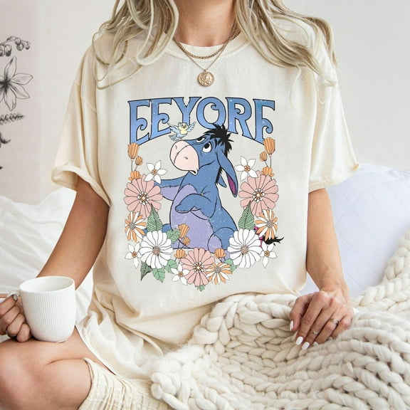 Retro Disney Eeyore Shirt, Eeyore Winnie The Pooh T-shirt, Eeyore Floral Comfort Colors Tee, Funny Magic Kingdom, Disney Family Trip, Ivory Color, Size M