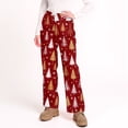 thumbnail image 5 of WTOBBY Women's Christmas Print Flannel Pajama Pants, Cozy and Soft Sleepwear with Holiday Snowflake and Tree Patterns, Casual Home Bottoms for Winter,Red M, 5 of 5