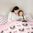 thumbnail image 4 of Manfei Gothic Halloween Bat Twin Bedding Sets 7-Piece for Kid, Kawaii Cartoon Bow Bedding Comforter Set, Pink Buffalo Plaid Reversible Sheet Sets, Ultra Soft Home Decor, 4 of 7