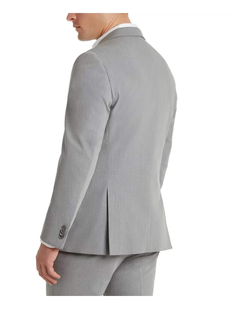Kenneth Cole Mens Slim fit Suit Jacket Blazer 44 R Light Grey Solid