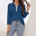 thumbnail image 3 of Oplxuo Womens 3/4 Length Sleeve Golf Shirts 1/4 Zipper Casual Collared Tops Dressy Loose Solid Tunic Tshirt Blouses, 3 of 6