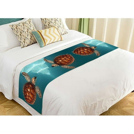 ZKGK Sea Turtle Bed Runner Bedding Scarf Bedding Decor 20x95