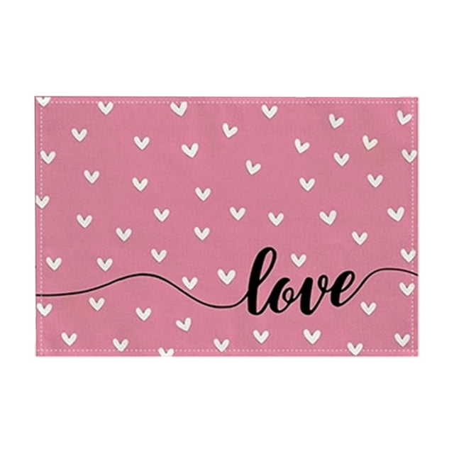 Napperons en Polyester à Thème de la Saint-Valentin – 17,72 Po x 11,81 Po – Imprimé Cœur et Amour Multicolore – Protection de Table Réutilisable pour Fêtes de Fin d'Année