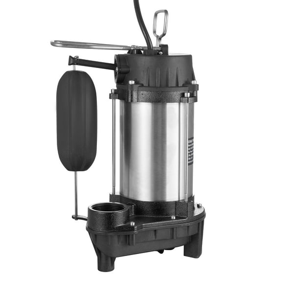 KFFKFF Submersible Sump Pump, 0.75 HP 5000GPH Flow, Durable Cast Iron and Stainless Steel Construction, 28 ft Lift and 10 ft Cord, Includes Auto Float Switch for Basement and Farm Drainage