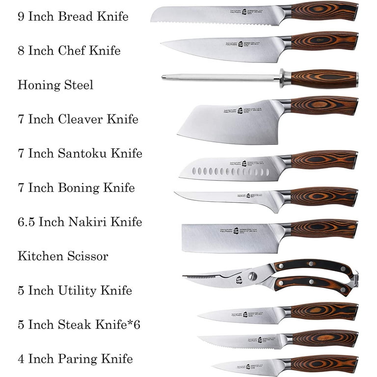 Tuo Carving Knives & Forks - Barbecue Knives 8'' - Meat Cutting Fork-Shaped Tip Utility BBQ Knives - German X50CrMoV15 Steel Knife - Full Tang