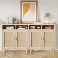 thumbnail image 3 of Bingirl Farmhouse Style: 2-Set Rattan Sideboard Cabinet with 2 Doors and Shelf for Kitchen, Dining Room & Entryway - Handwoven Boho Coffee Bar in Natural Finish, 3 of 7