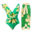 thumbnail image 1 of Traje de baño sexy de una pieza Traje de baño con volantes vintage Trajes de baño de 2 piezas para mujer Baño con cuello en V - Verde, 1 of 7