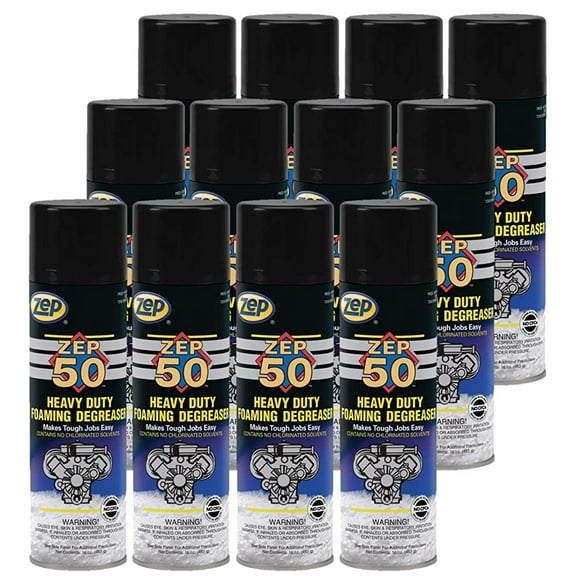Zep 50 Heavy-Duty Foaming Engine Cleaner and Degreaser - 16 Ounce (Pack of 12) 15001 - Removes Brake Dust and Grease, Great for Degreasing Engines, Equipment Parts, Machinery, and Tools