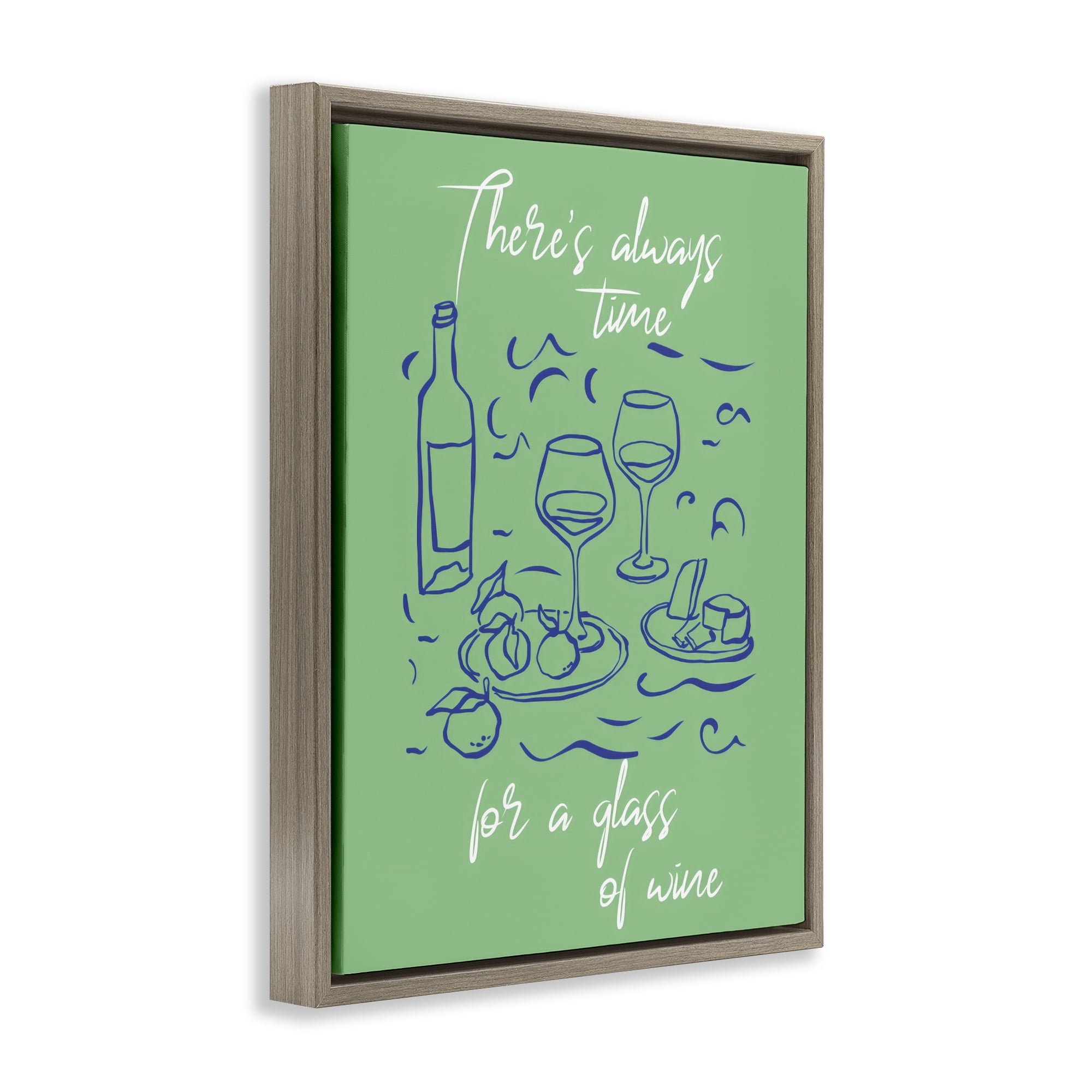 Stupell Industries Always Time For Glass Of Wine Brown Framed Floater Canvas Wall Art, design by The Prints Vibe
