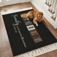 thumbnail image 4 of Living Room Area Rug 4'x 6', Black Washable Large Carpet with Tassels, Farmhouse Country Vintage Wooden Grain Plaid Farmhouse Low-Profile Carpet Mat for Bedroom, Kitchen, Home Decor, 4 of 9