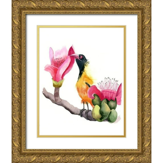 Shefranov, Olga 12x14 Gold Ornate Wood Framed with Double Matting Museum Art Print Titled - Pink Beak