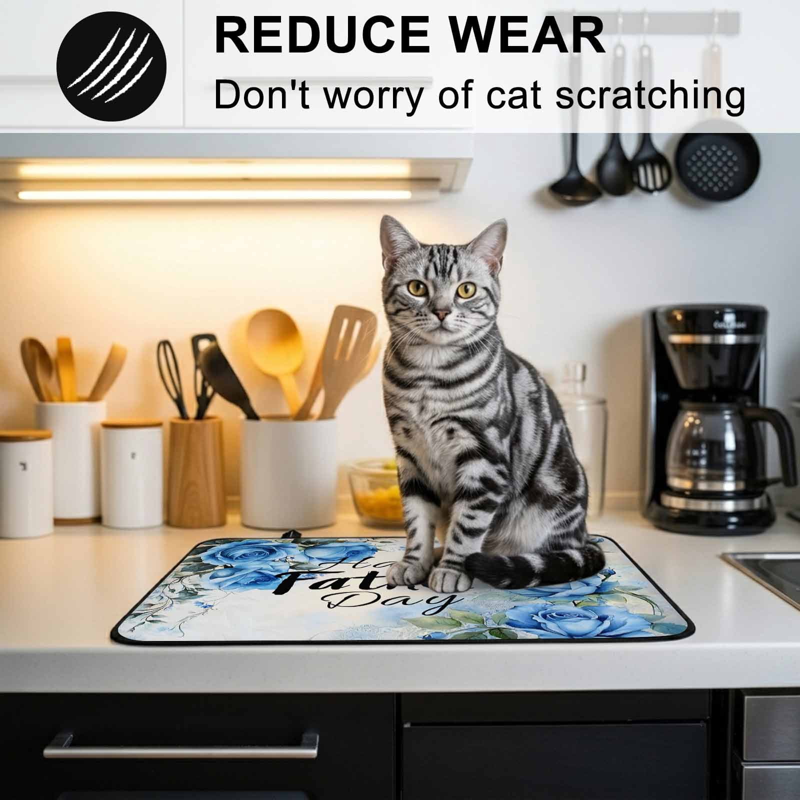 Happy Father's Day Stove Top Cover for Electric Stove, Heat-proof & Non Slip Glass Top Stove Cover Protector, Blue Spring Garden Floral Kitchen Flat Cooktop Rubber Mat 24x21 Inches