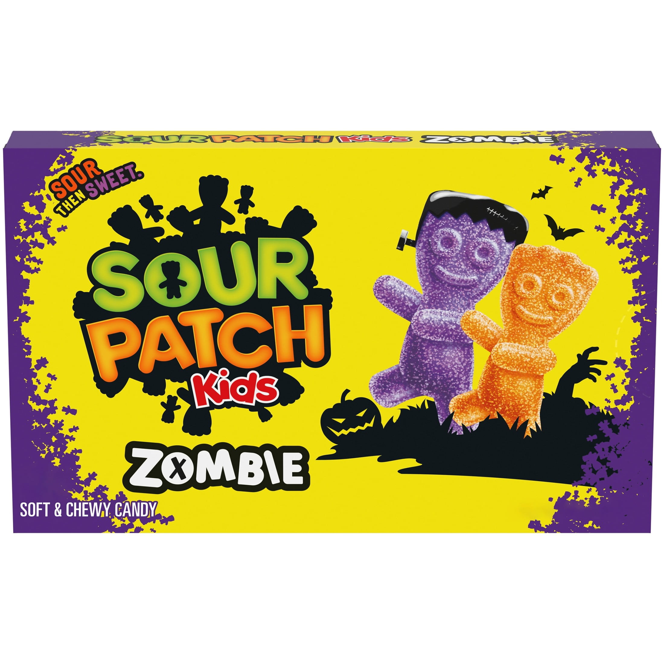 (4 pack) SOUR PATCH KIDS Zombie Orange & Purple Soft & Chewy Halloween Candy, 3.5 oz