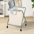 thumbnail image 6 of STORAGE MANIAC 125L Laundry Hamper with Wheels, Rolling Laundry Basket, Heavy Duty Laundry Sorter with Removable Bag, Folding X Frame Laundry Organizer Cart for Easy to Store, 2 Section, 6 of 7