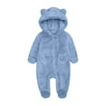 thumbnail image 5 of Newborn Baby Fleece Jumpsuit Hooded Long Sleeve Onesies Footie Rompers Fall Winter Thick Outwear Outfits for Girls Boys 0-12M, 5 of 5