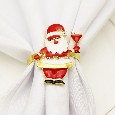 

Deyuer 6Pcs Napkin Rings Sparkling Anti-deform Metal Napkin Clips Dining Table Setting Decor for Home