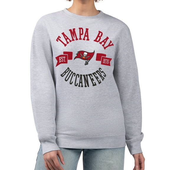 Women's G-III 4Her by Carl Banks  Heather Gray Tampa Bay Buccaneers Large Team Graphic Fleece Pullover Sweatshirt