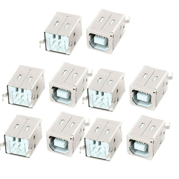 10 Pcs Shielded USB 2.0 Type B Female Plug PCB Mount Jack Connector