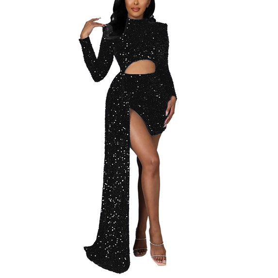 KaLI_store Formal Dresses for Women Wedding Guest Women's Elegant Midi Bodycon Dress Sleeveless Backless Ruffle Hem Formal Wedding Guest Dresses Black,S