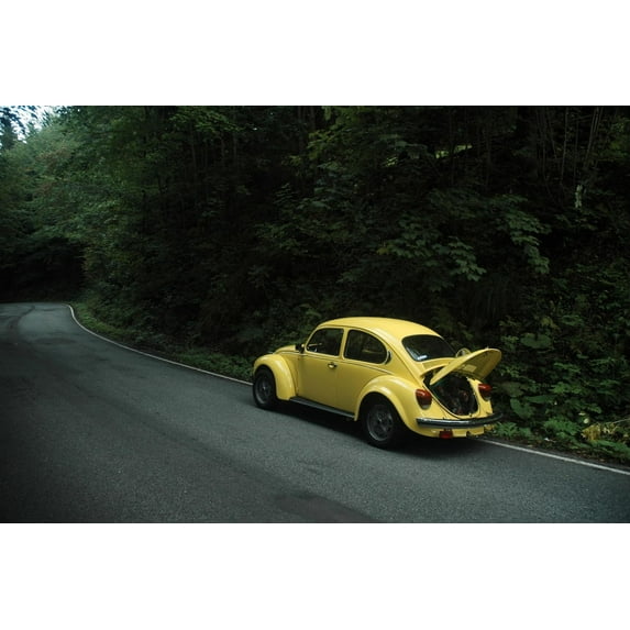 Wallmonkeys Yellow Vw Beetle 1302 Peel and Stick Wall Decals Mural WM293841 (24 in W x 16 in H)