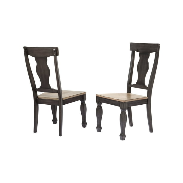 Nysha 10 Piece Dining Room Set Charcoal Oak Wood Transitional Extendable Table 8 Scooped Fiddleback Chairs Buffet Server
