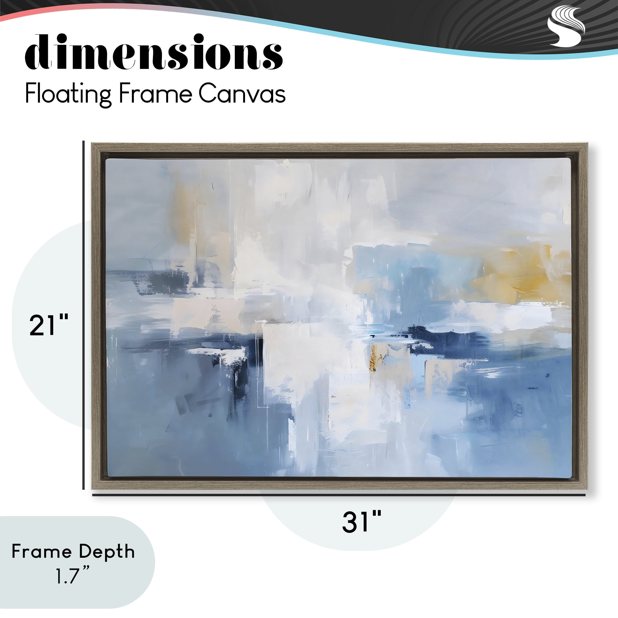Stupell Industries Blue Sea Mist Horizon Brown Framed Floater Canvas Wall Art, design by Creative Studio