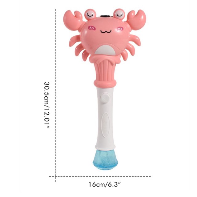 Varita de burbujas Cangrejo de dibujos animados Soplador de burbujas musical con luces Máquina de burbujas automática de mano Favores de fiesta Regalos para niños Niñas Niños