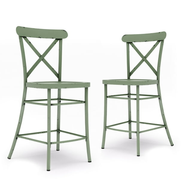 Better Homes & Gardens Collin Counter Height Stools, 2-Pack, Green