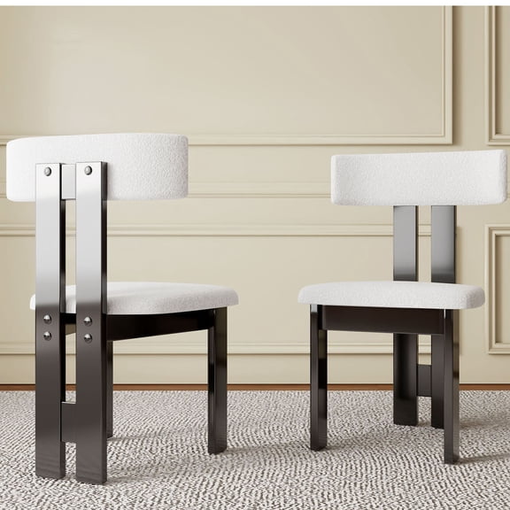 S-HOME Set of 2 Modern Dining Chairs in Pure White Velvet Upholstery with Solid Wood Frame for Elegant Dining Room Décor